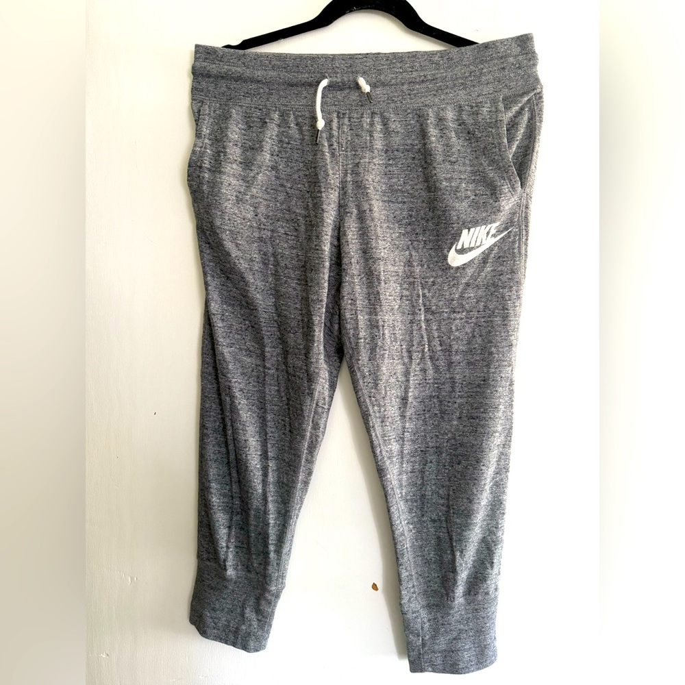 Nike Gray Sweatpants with Tapered Leg and Elastic Waistband